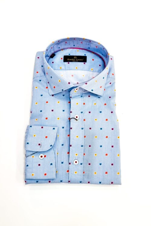 Chemise Bleu Manches Longues