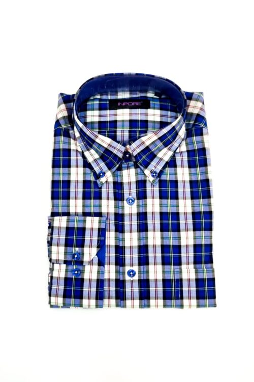 Chemise Rayé Bleu Manches Longues