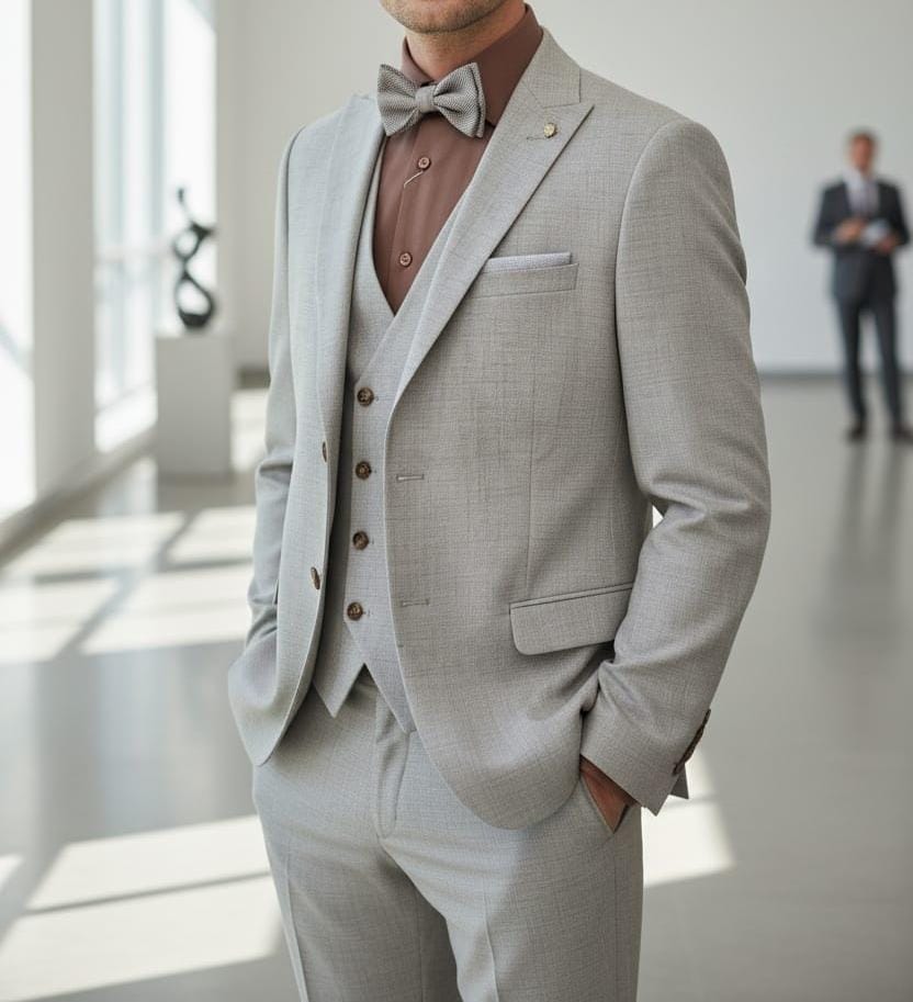 Costume Beige Marron – 3 Pièces