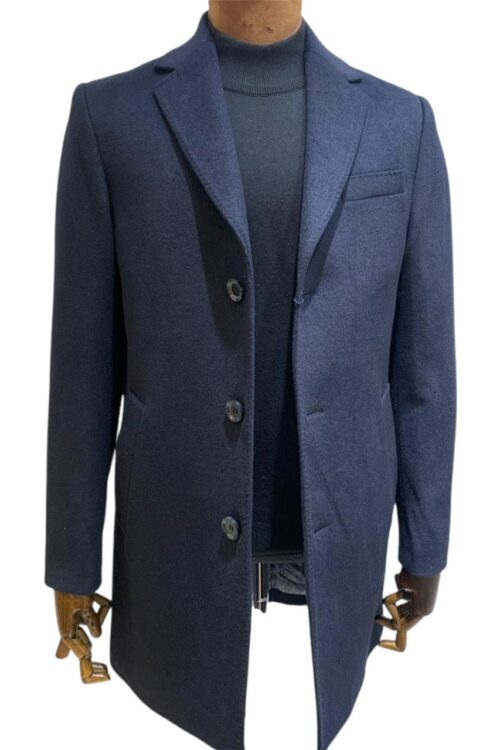 Manteau cachemire bleu nuit