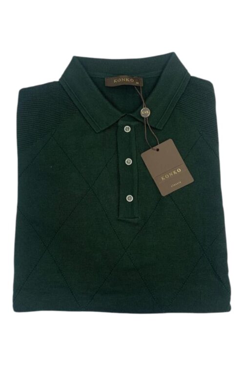 Pull Col Chemise Vert Bouteille