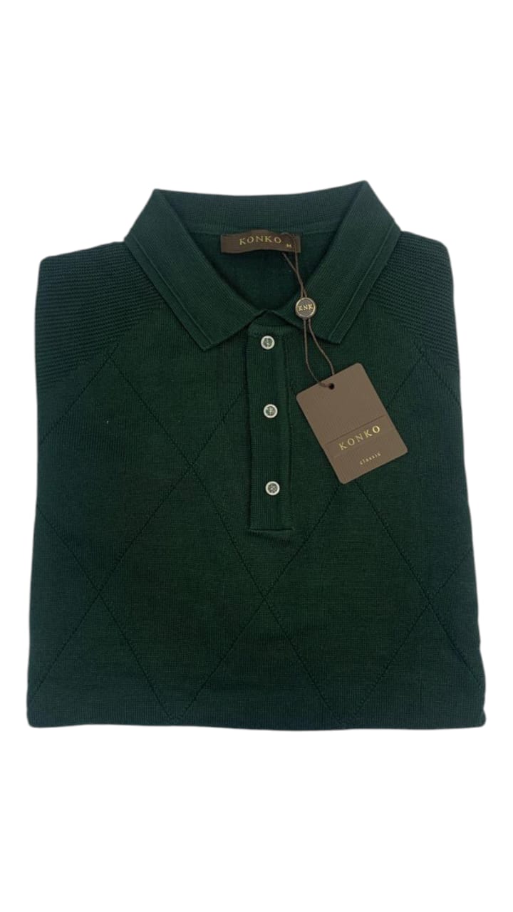 Pull Col Chemise Vert Bouteille