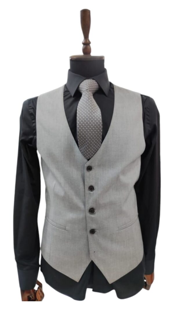 Costume Gris Simple- 3 Pièces – Image 3