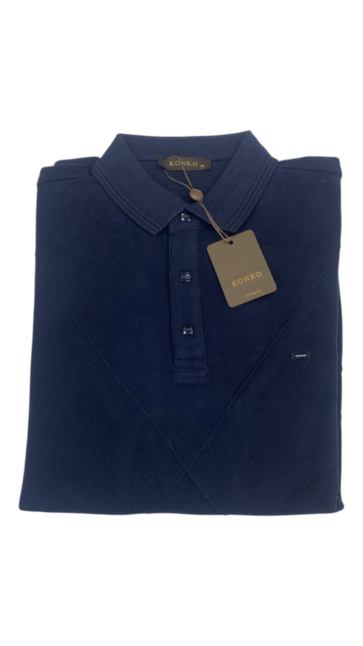 Pull Col Chemise Bleu Nuit