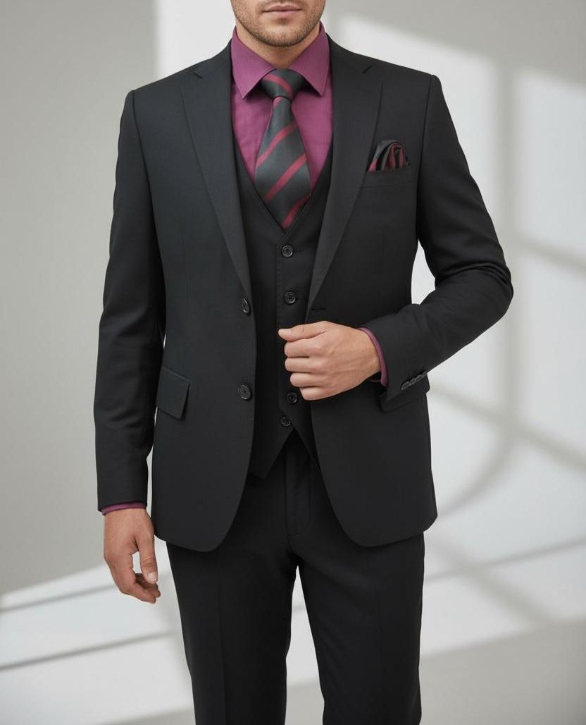 Costume Noir Simple- 3 Pièces