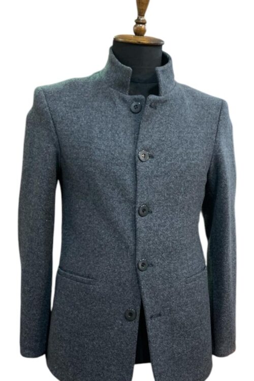 Manteau Col Officier Bleu