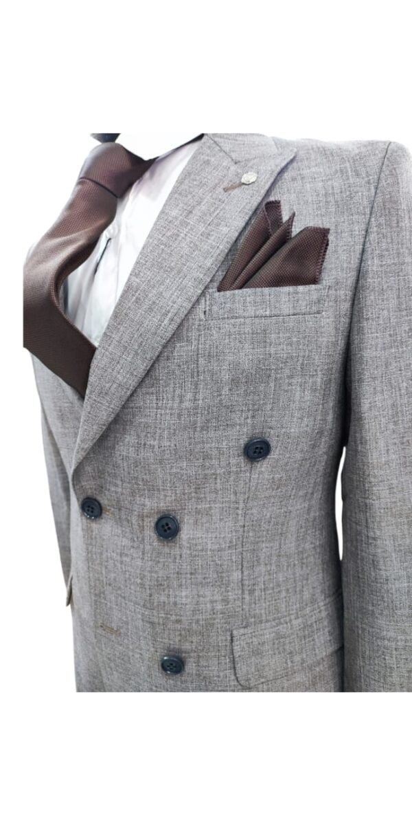 Costume Croisé Gris Marron - 2 Pièces – Image 2
