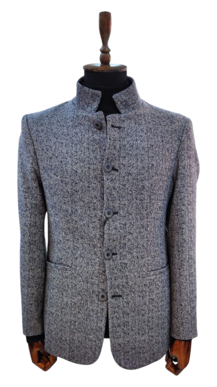 Manteau Col Officier Chevron Bleu