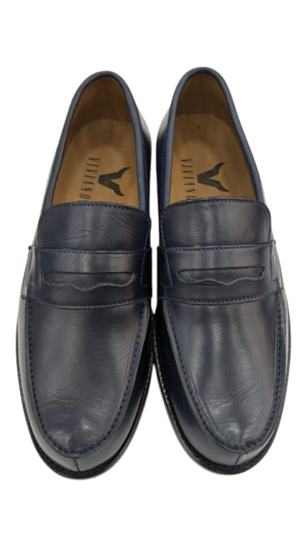 Mocassin En Cuir Bleu