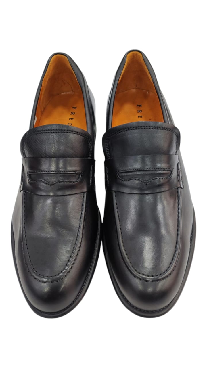 Mocassin Noir En Cuir
