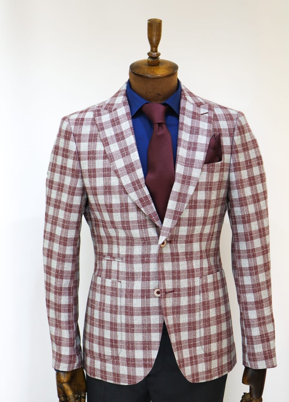 Veste à Carreaux Gris Bordeaux