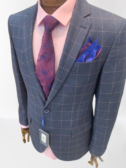 Veste à Carreaux Bleu Nuit