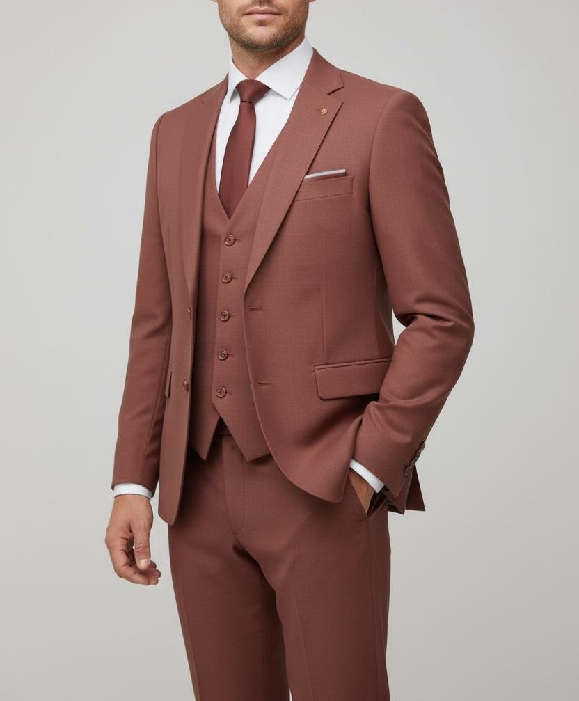 Costume Bordeau Clair- 3 Pièces