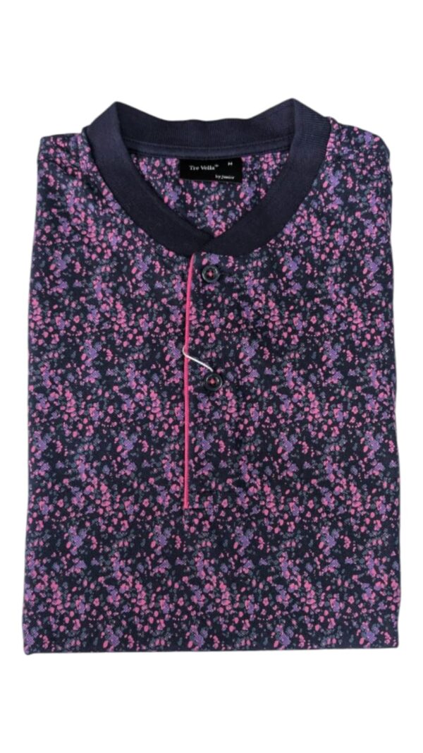 Polo Bleu Marine Fleuri – Image 4