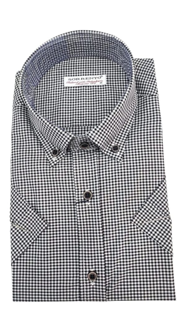 Chemise Noir à Carreaux Demi Manche