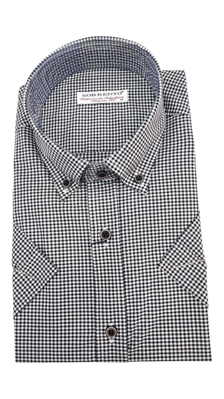 Chemise Noir à Carreaux Demi Manche