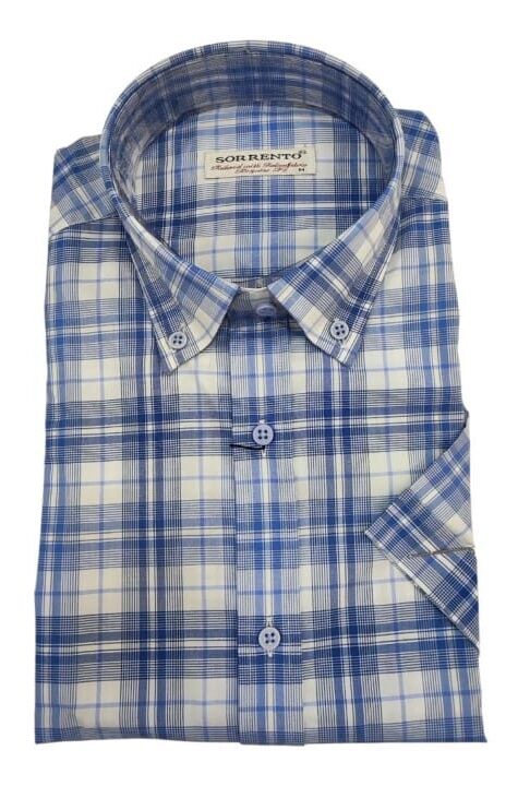 Chemise Bleu à Carreaux Demi Manche