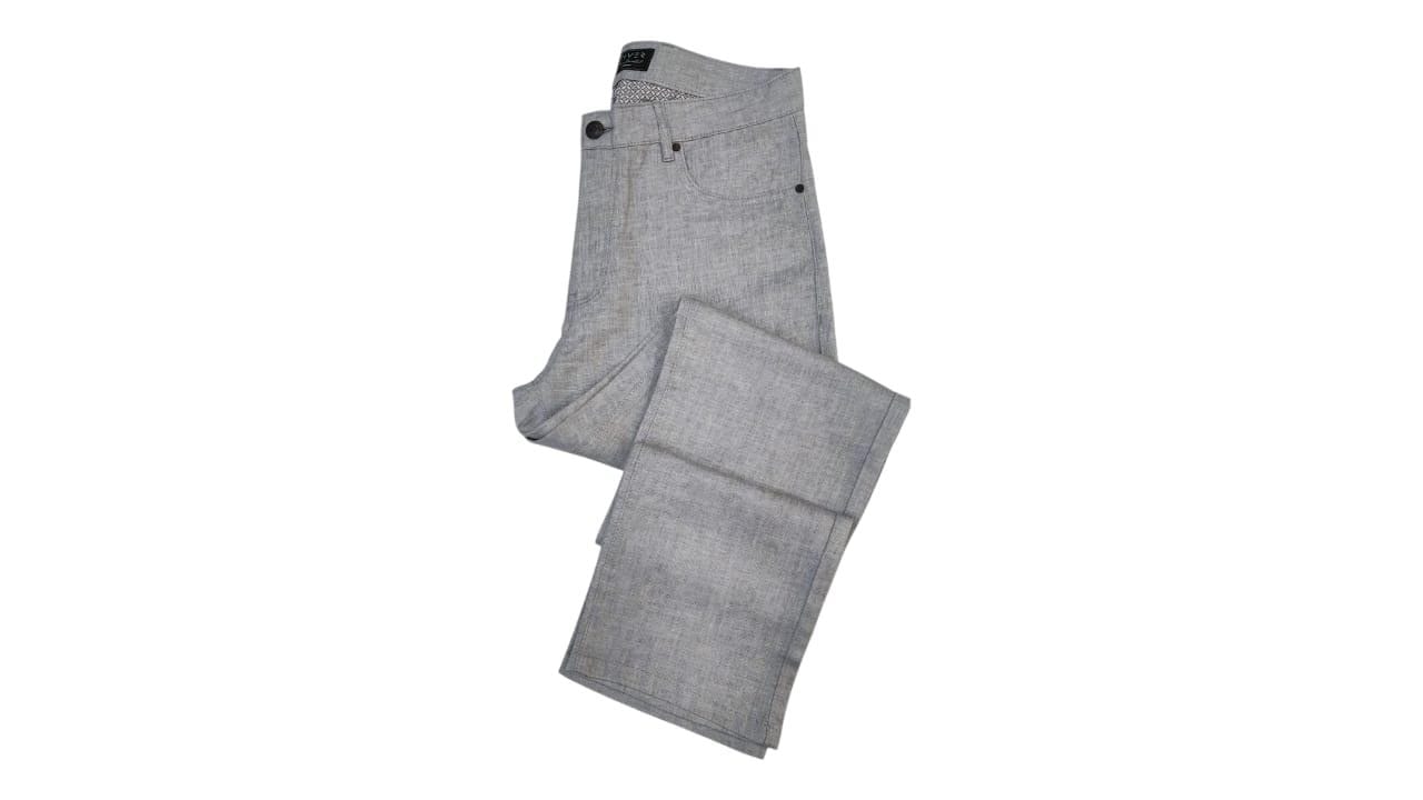 Pantalon En Lin Gris Claire