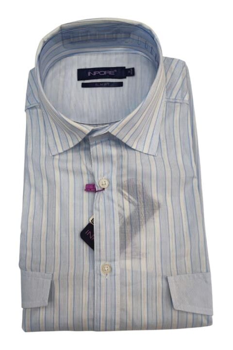 Chemise Bleu Ciel Rayé Demi Manche