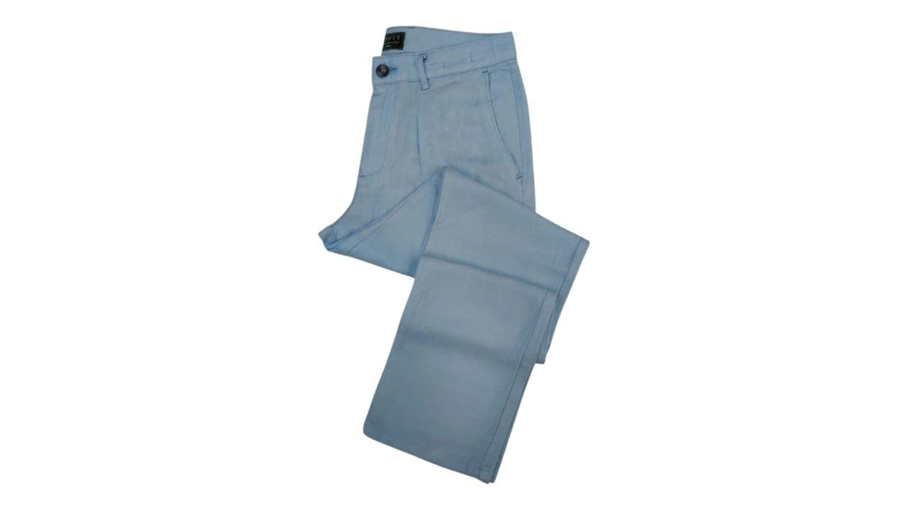 Pantalon En Lin Bleu Ciel