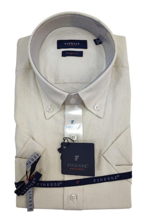 Chemise En Lin Ecru Demi Manche