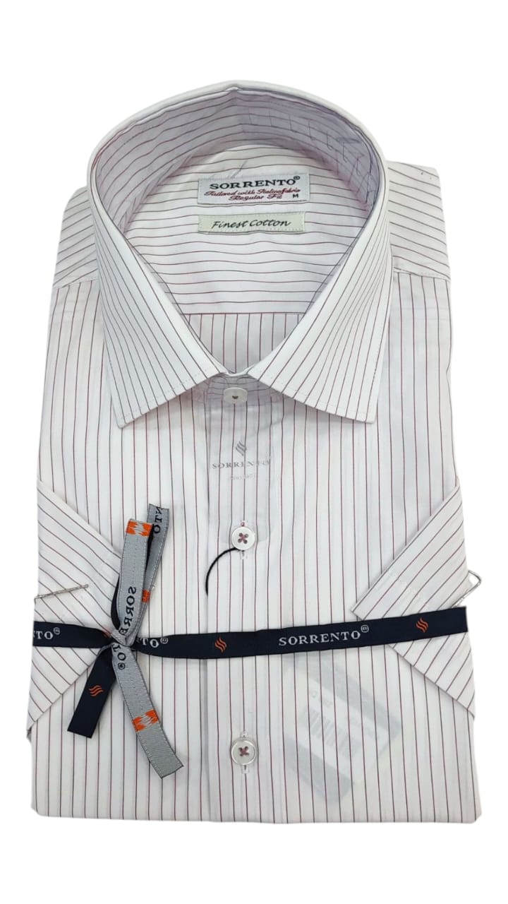 Chemise Rouge Rayé Demi Manche