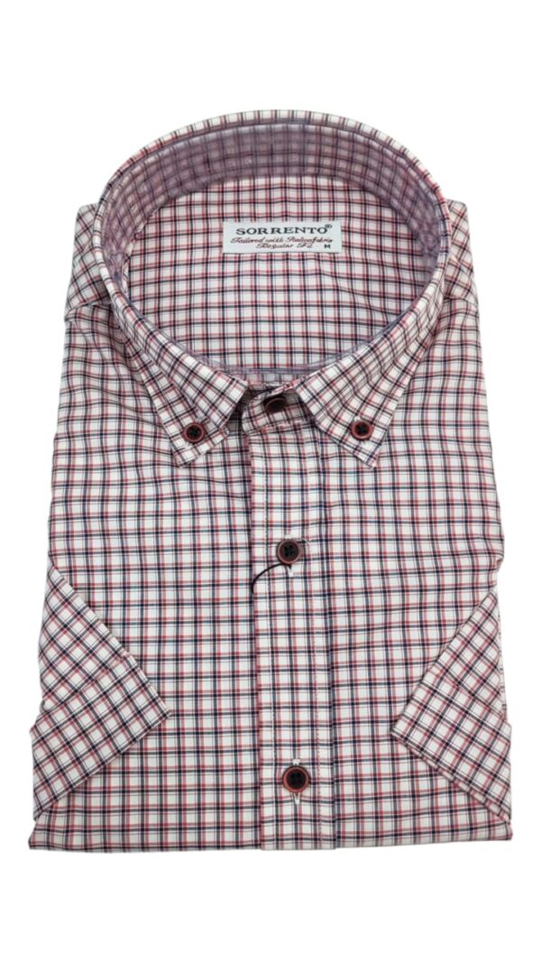 Chemise Rouge à Carreaux Demi Manche