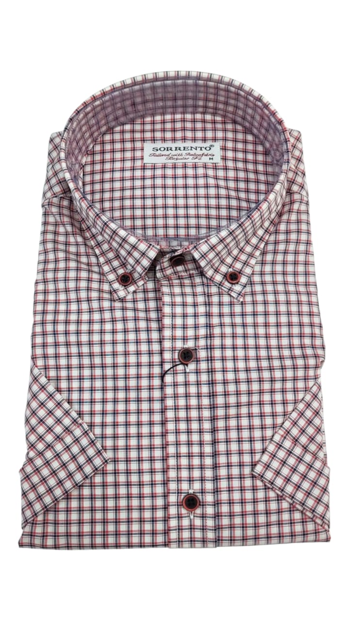 Chemise Rouge à Carreaux Demi Manche