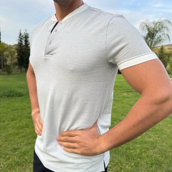 Polo Gris Blanc