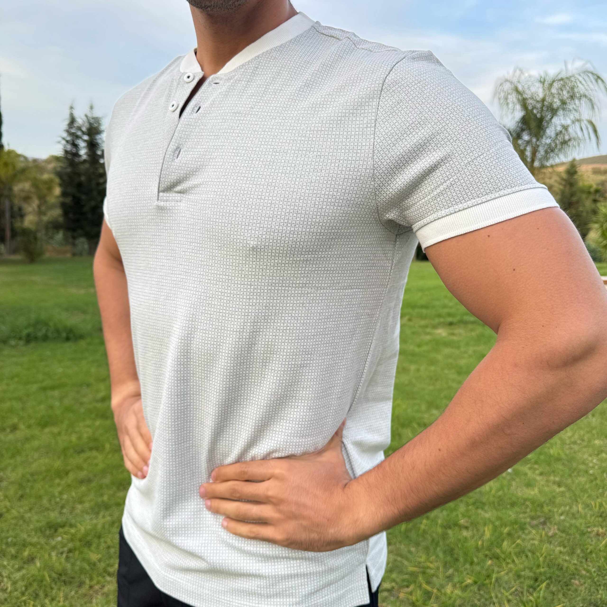 Polo Gris Blanc