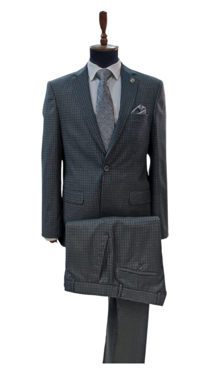 Costume Gris à Carreaux – 2 Pièces