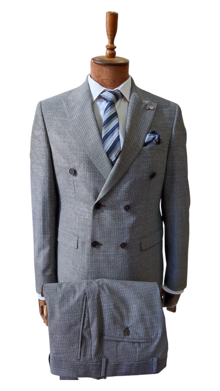 Costume Gris Croisé – 2 Pièces