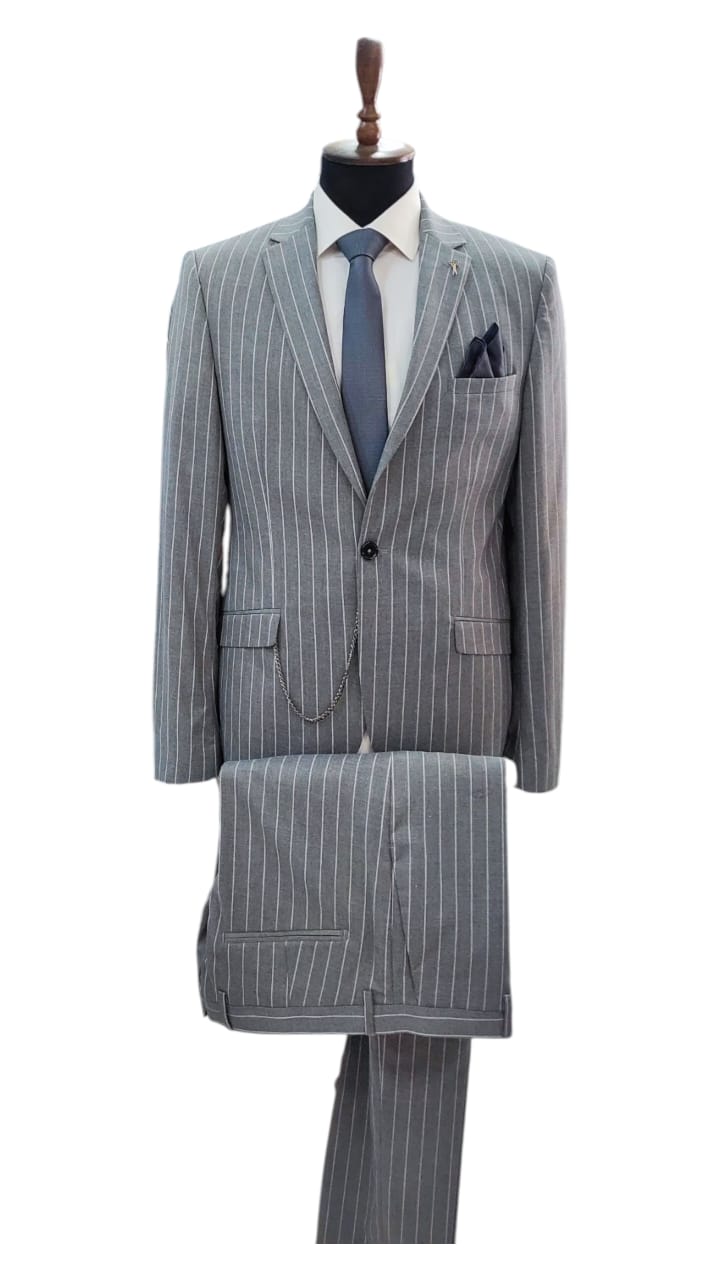 Costume Gris Rayé  – 2 Pièces