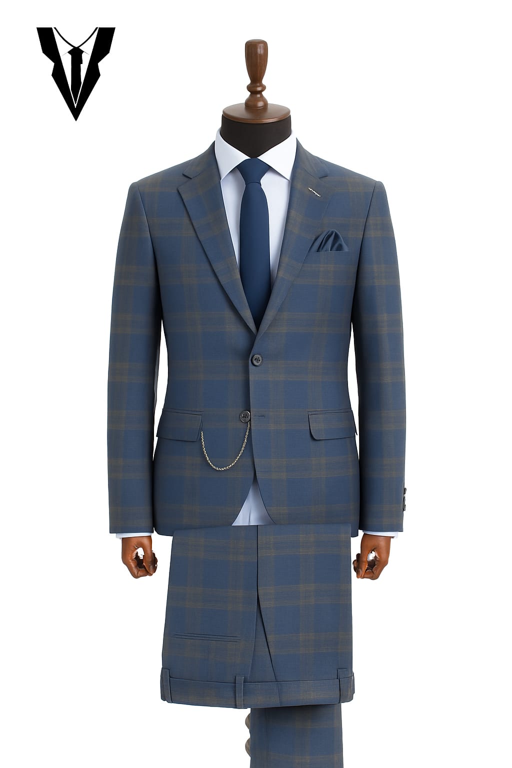 Costume Bleu Nuit à Carreaux  – 2 Pièces