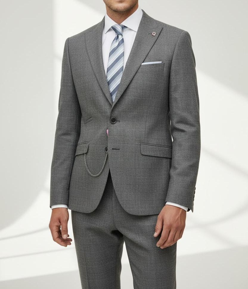 Costume Gris Noir  – 2 Pièces