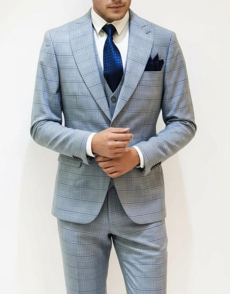 Costumes Rayé Gris – 3 Pièces