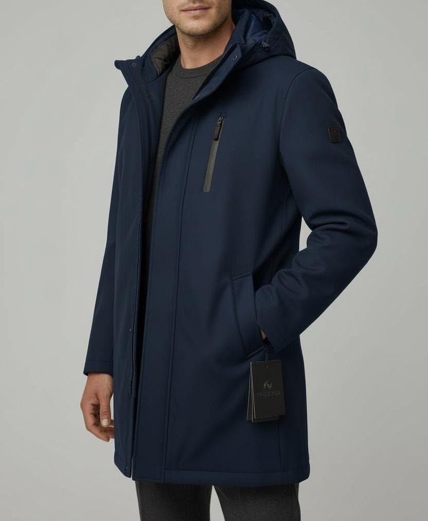 Parka Imperméable avec Capuche Bleu