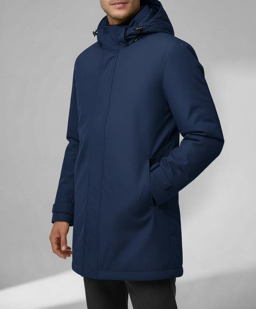 Parka Imperméable avec Capuche Bleu Marine