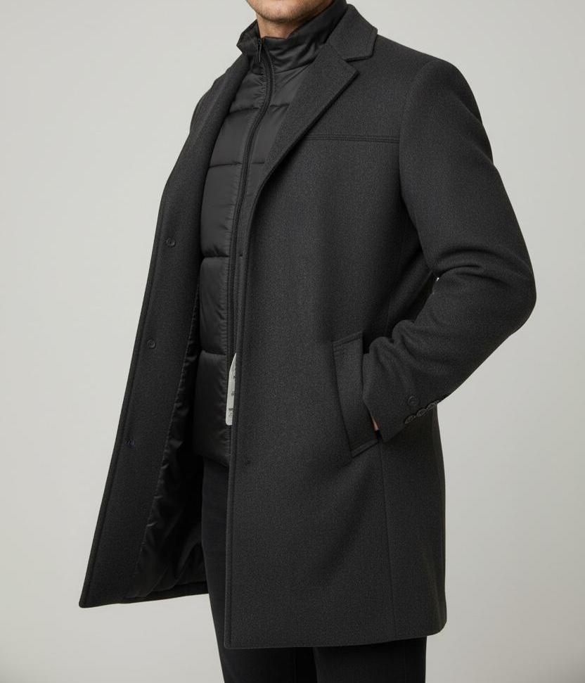 Parka Cachemire Gris Noir