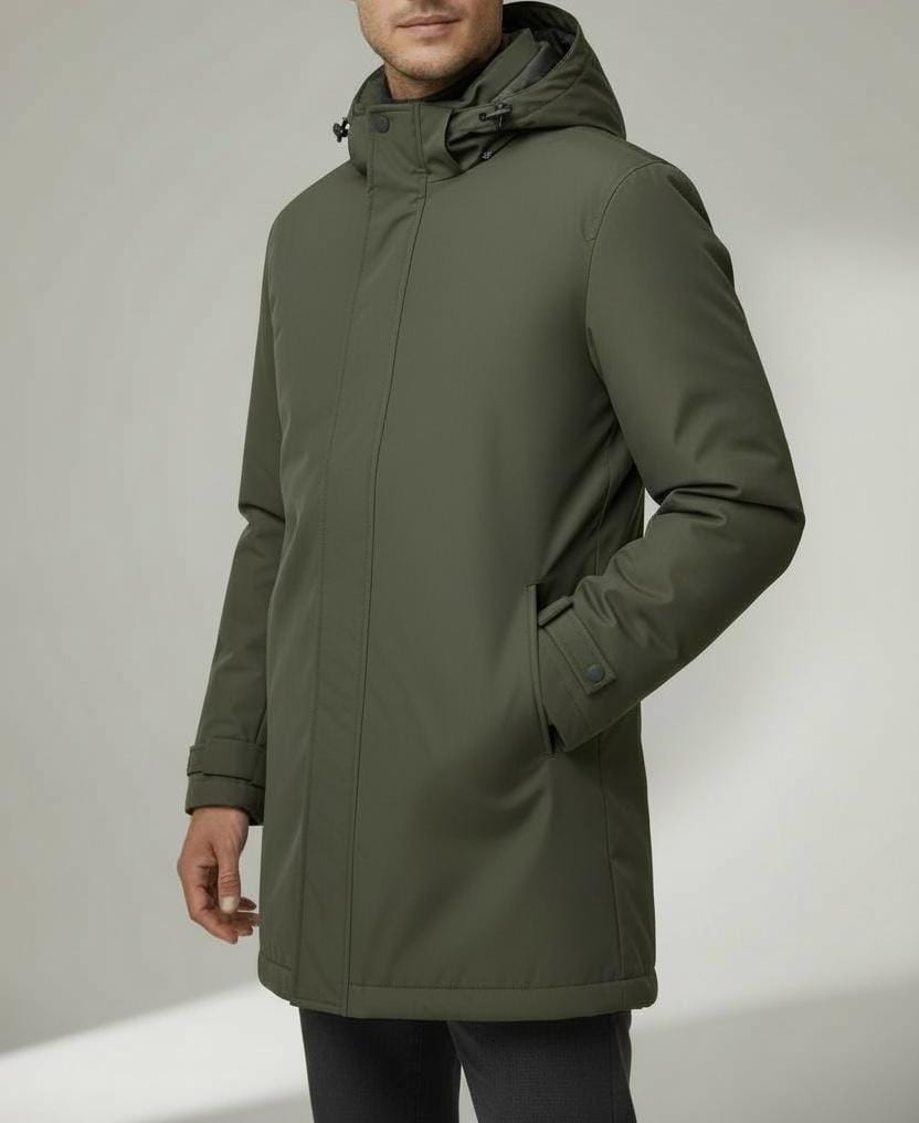 Parka Imperméable avec Capuche Olive