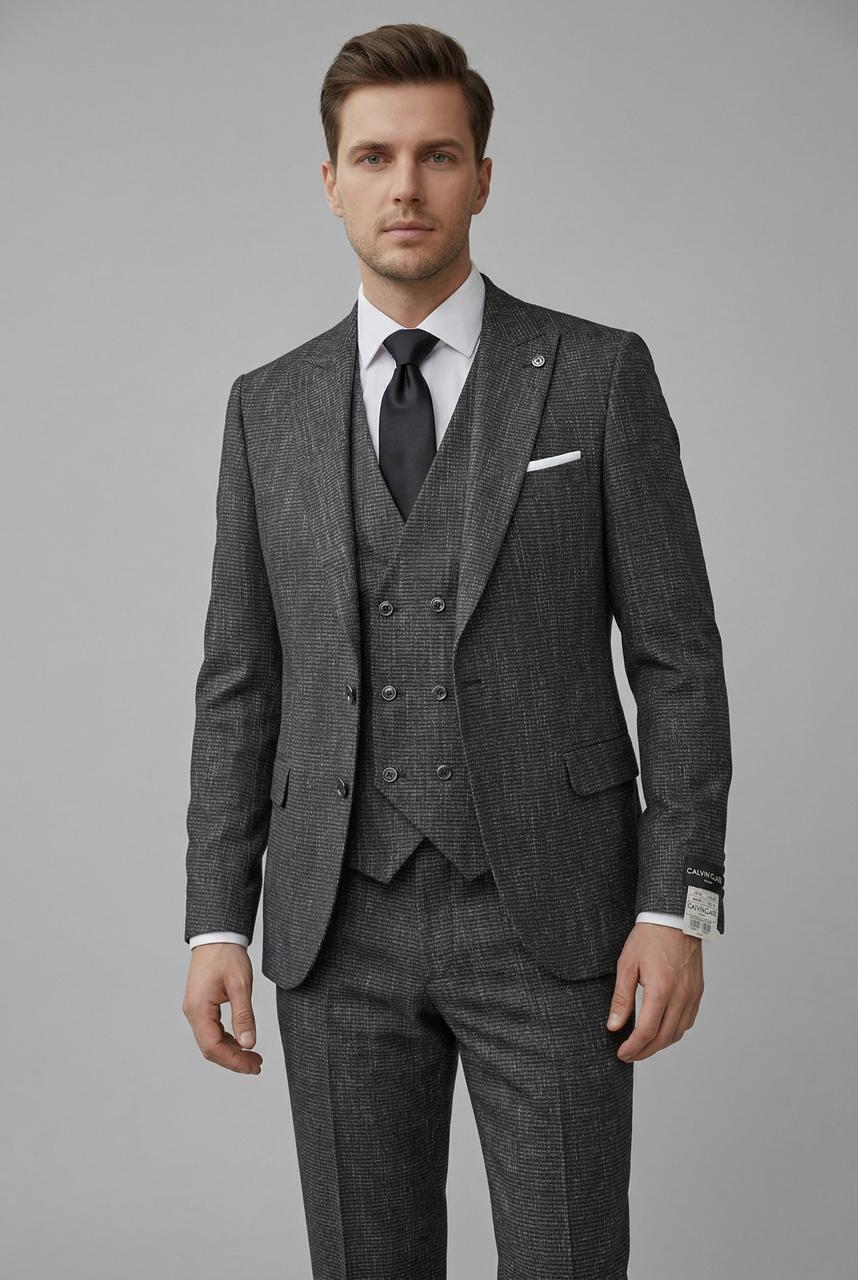 Costume Gris Noir – 3 Pièces