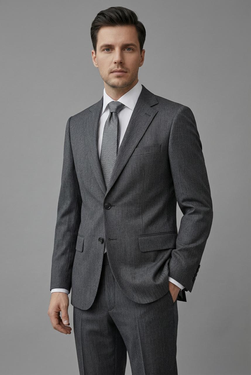 Costume Gris Rayé Foncé – 2 pièces