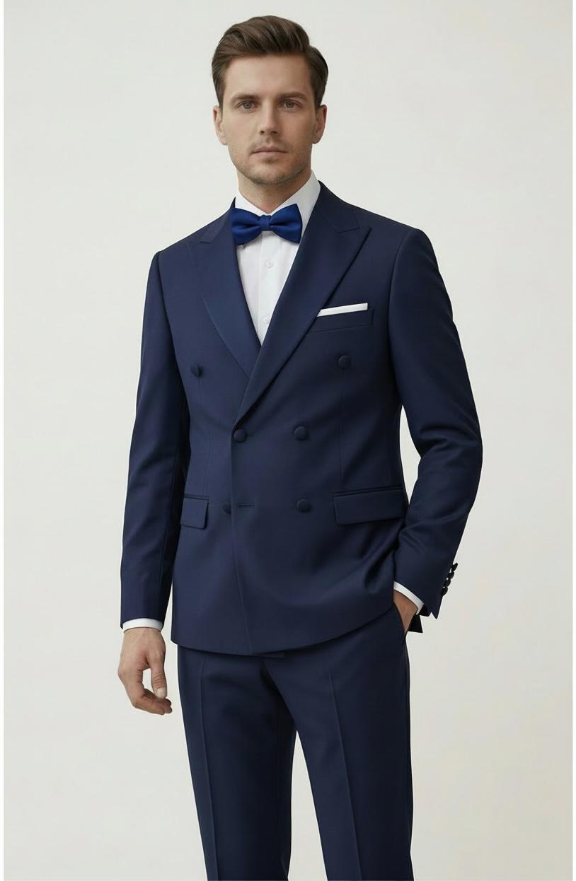 Costume Cérémonie Bleu Nuit Croisé – 3 Pièces