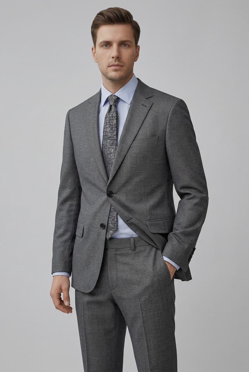 Costume Gris Noir Piquer – 2 pièces