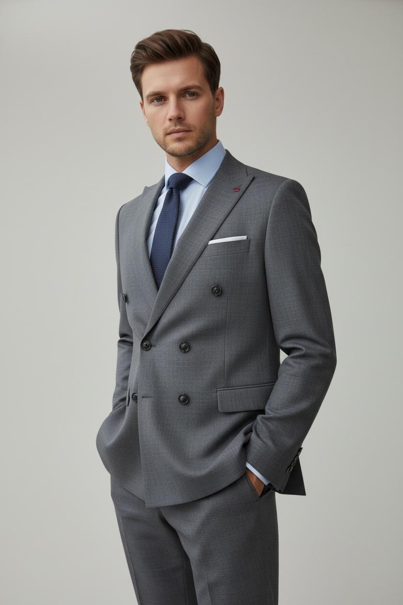 Costume Croisé Gris