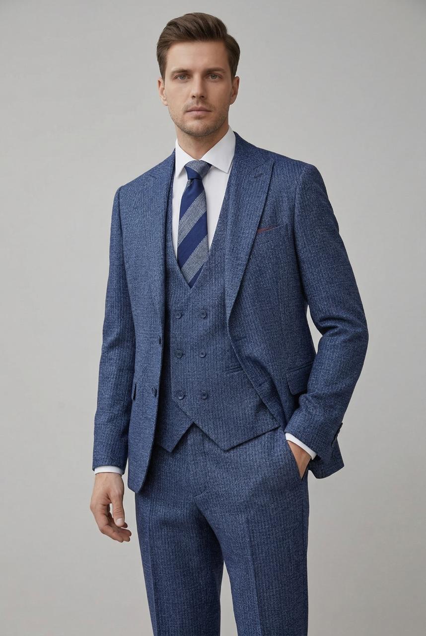 Costume Bleu Pique – 3 Pièces