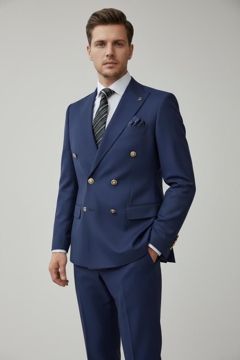 Costume Croisé Bleu