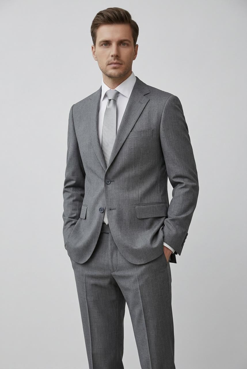 Costume Gris Rayé – 2 pièces
