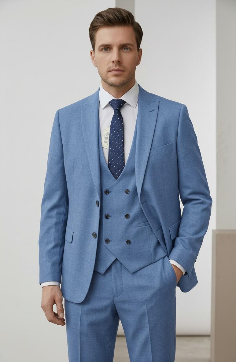 Costume Bleu Ciel – 3 Pièces