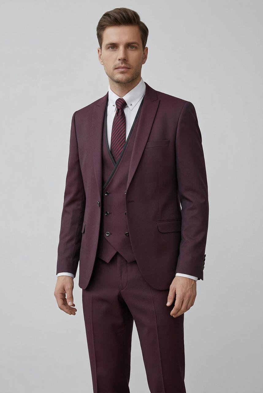 Costume cérémonie bordeaux – 3 Pièces